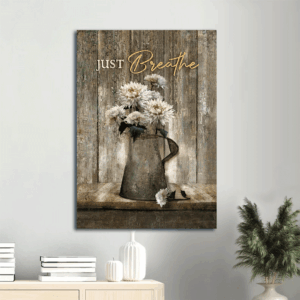 Vintage Flower Vase Jesus Portrait Poster Home Decor Gift - Christian Wall Art with Chrysanthemum Painting