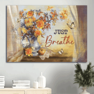 Jesus Landscape Poster Home Decor Gift - Christian Wall Art with Peony Butterfly and Flower Painting