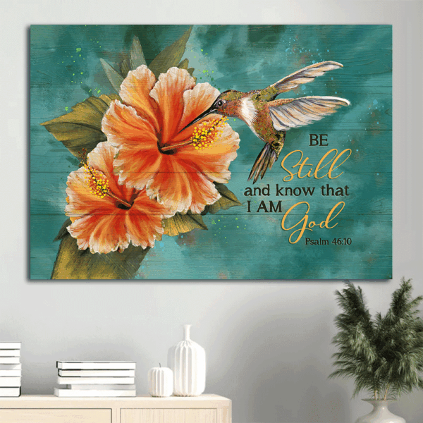 Christian Home Decor Gift: Gladiolus Flower & Hummingbird  Poster Home Decor Gift Poster – Be Still and Know God – Christian Wall Art Prints