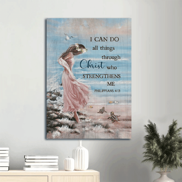 Beach Girl Jesus Portrait Poster Home Decor Gift – Christian Wall Art Print