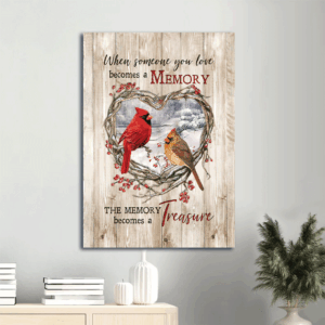 Christian Home Decor Gift: Jesus Portrait Poster - Heart of Thorn Red Cardinal White Snow  Poster Home Decor Gift - Christian Wall Art