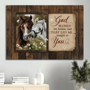 Blessed Jesus Landscape Poster: Happy Horses Daisy Garden Christian Wall Art Gift