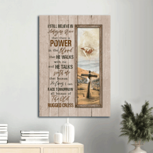 Jesus Portrait Poster: Hand of God Cross & Mountain Landscape Christian Wall Art Gift with Amazing Grace