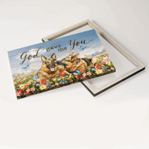 God Gave Me You Poster Home Decor Gift: Jesus Landscape Poster Home Decor Gift with German Shepherd Drawing and Colorful Flowers - Perfect Gift for Christians 3