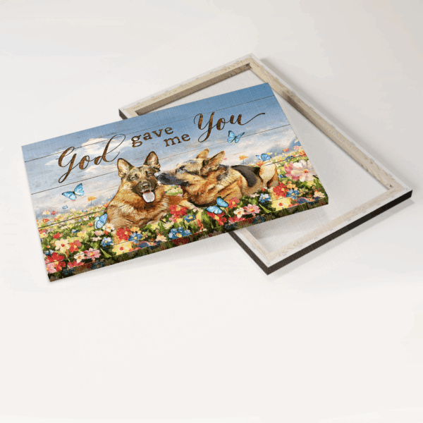 God Gave Me You  Poster Home Decor Gift: Jesus Landscape Poster Home Decor Gift with German Shepherd Drawing and Colorful Flowers – Perfect Gift for Christians