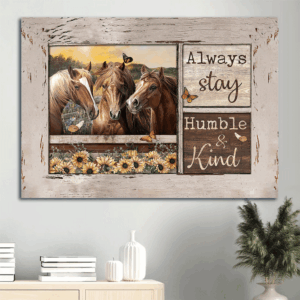 Jesus Landscape Poster Home Decor Gift - Christian Horse Painting on Field & Mountain - Humble & Kind Wall Art