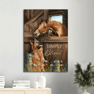 Jesus Portrait Poster Home Decor Gift - Horse & German Shepherd Painting Simply Blessed  Poster Home Decor Gift - Christian Wall Art Prints