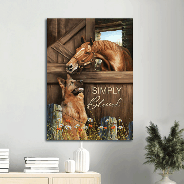 Jesus Portrait Poster Home Decor Gift – Horse & German Shepherd Painting Simply Blessed  Poster Home Decor Gift – Christian Wall Art Prints