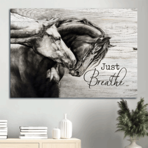 Christian Horse Landscape Poster: Just Breathe  Poster Home Decor Gift Art Print for Home Decor - Gift for Christian