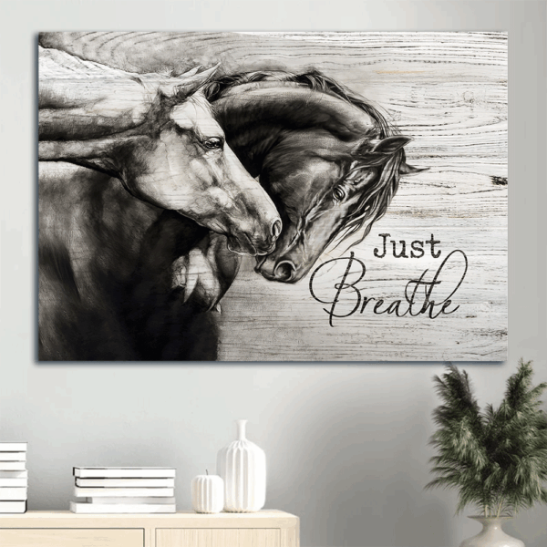 Christian Horse Landscape Poster: Just Breathe  Poster Home Decor Gift Art Print for Home Decor – Gift for Christian