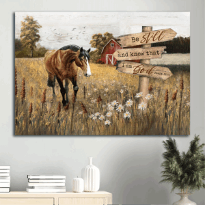 Jesus Landscape Poster: Horse Painting & Countryside  Poster Home Decor Gift Gift for Christian Home Decor - Be Still and Know - Christian Wall Art
