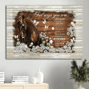 Jesus Landscape Poster: Horse & Daisy  Poster Home Decor Gift - Christian Wall Art & Home Decor Gift