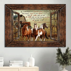 Jesus Landscape Poster Home Decor Gift - Christian Horse Painting & Countryside  Poster Home Decor Gift
