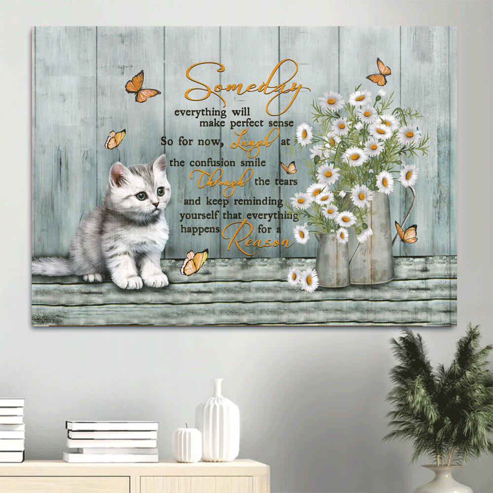 Jesus and Cat Landscape Poster Home Decor Gift – White Cat Pretty Daisy Vase – Perfect Gift for Christian and Cat Lovers Jesus and Cat Landscape Poster Home Decor Gift – White Cat Pretty Daisy Vase – Perfect Gift for Christian and Cat Lovers
