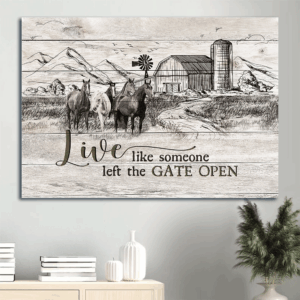 Christian Horse Drawing Landscape Poster Home Decor Gift - Black and White Painting for Christian Wall Art