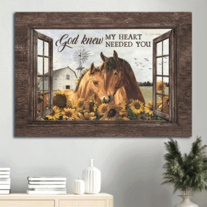 Christian Landscape Poster Home Decor: Horses Drawing Sunflower Painting White House  Poster Home Decor Gift - Gift for Christian - God Knew My Heart Needed You - Wall Art Print