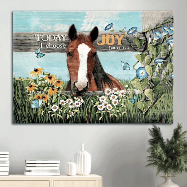 Christian Landscape Poster Home Decor Gift – Horse & Flower Meadow  Poster Home Decor Gift – Joyful Christian Wall Art