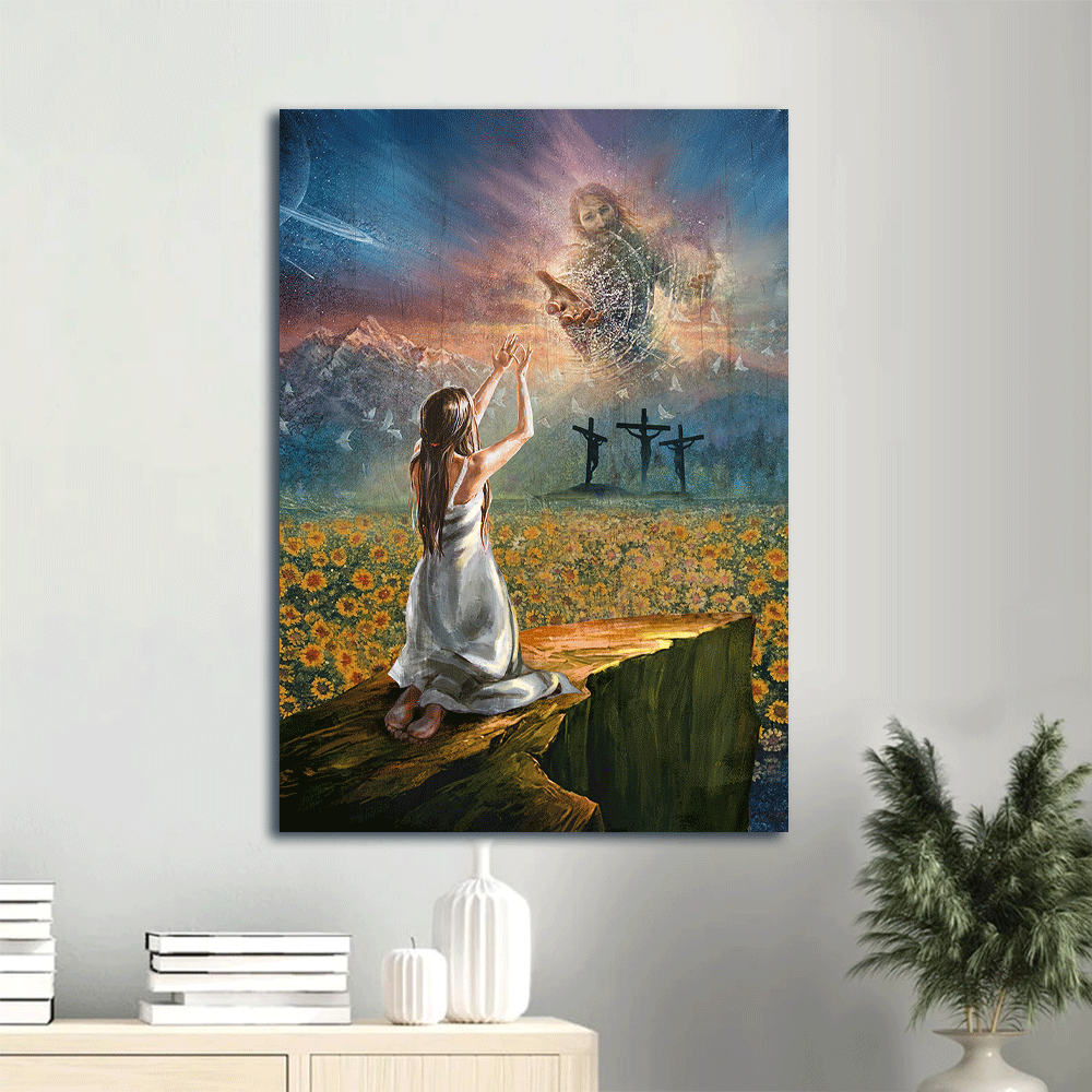 Jesus Portrait Poster Home Decor Gift – Salvation Prayer Sunflower Field Christian Wall Art Jesus Portrait Poster Home Decor Gift – Salvation Prayer Sunflower Field Christian Wall Art