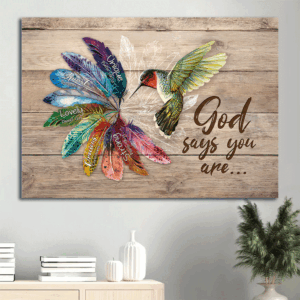 Jesus Hummingbird Landscape Poster: Colorful Christian Wall Art Gift