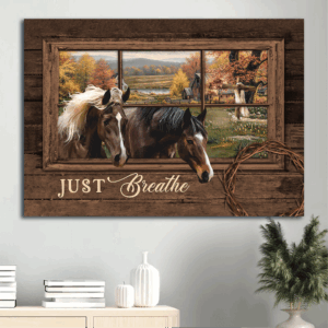 Jesus Landscape Poster Home Decor Gift - Watercolor Horse Autumn Forest Mountain - Gift For Christian - Just Breathe