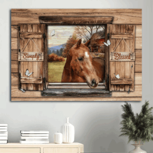 Jesus Landscape Poster with Watercolor Horse & Sunset - Christian Home Decor Gift with Pretty Butterfly & Green Meadow