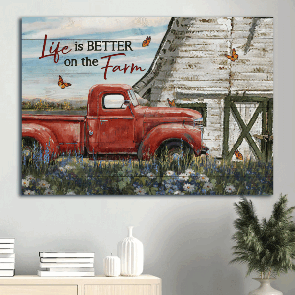 Jesus Landscape Poster – Watercolor Ladybug Car & Lavender Garden – Gift For Christian Home Decor