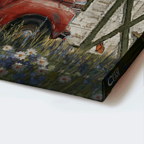 Jesus Landscape Poster – Watercolor Ladybug Car & Lavender Garden – Gift For Christian Home Decor