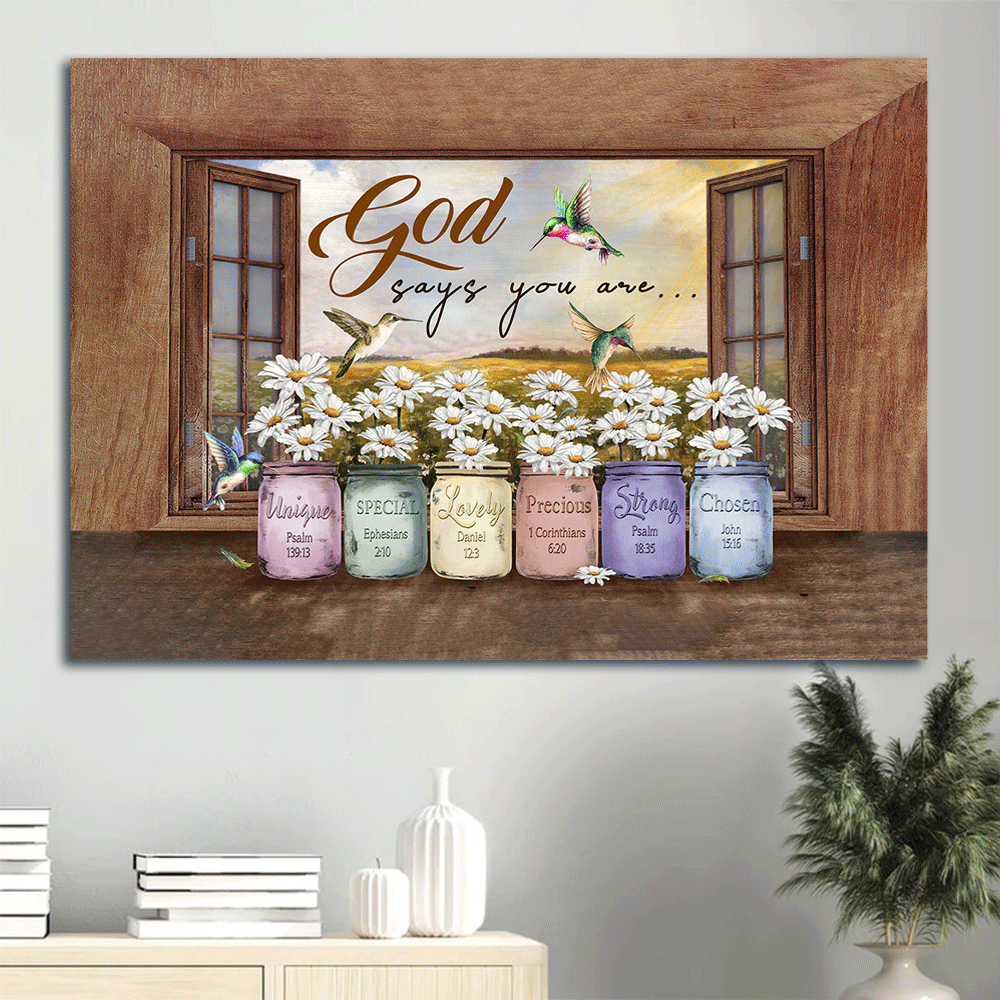 Jesus Landscape Poster: Hummingbird & Daisy Flower Window Frame Poster Home Decor Gift – Gift for Christian Home Decor Jesus Landscape Poster: Hummingbird & Daisy Flower Window Frame Poster Home Decor Gift – Gift for Christian Home Decor