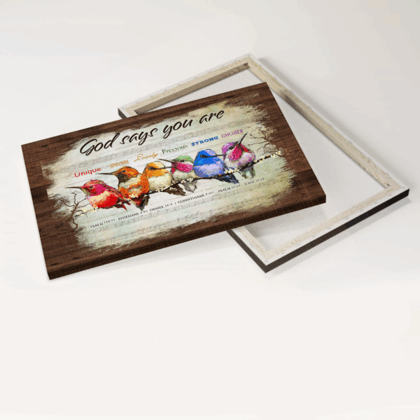 Christian Home Decor Gift: Jesus Landscape Poster with Hummingbird Painting & Music Sheet – God Says You Are  Poster Home Decor Gift