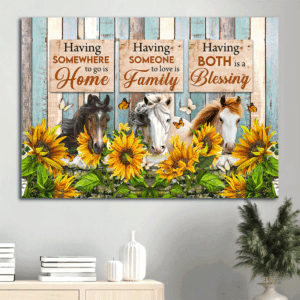 Christian Gifts: Jesus Landscape Poster with Horse Sunflower and Butterfly  Poster Home Decor Gift - Blessing in Home Decor Prints