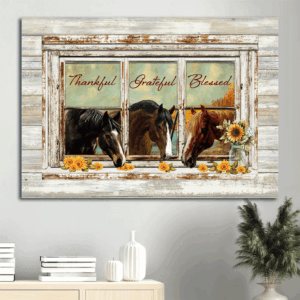 Jesus Landscape Poster: Horse Painting Sunflower  Poster Home Decor Gift - Christian Wall Art Gift