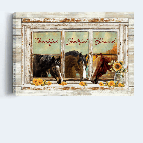 Jesus Landscape Poster: Horse Painting Sunflower  Poster Home Decor Gift – Christian Wall Art Gift