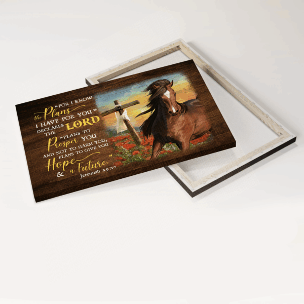 Christian Landscape Poster: Horse Flower Field Wooden Cross  Poster Home Decor Gift – Home Decor Gift