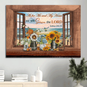 Christian Home Decor: Jesus Landscape Poster with Hummingbird Flowers Beach  Poster Home Decor Gift - Wall Art Gift