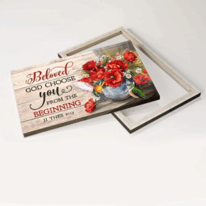 Beloved God Choose You Landscape Poster- Christian Home Decor Gift with Hummingbird and Poppy Flower Painting 1