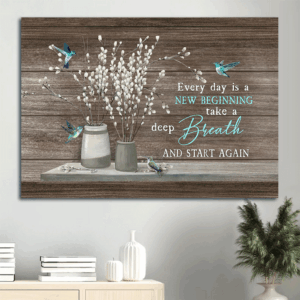 Jesus Landscape Poster: Hummingbird & White Flower  Poster Home Decor Gift - Christian Gift - New Beginning Wall Art