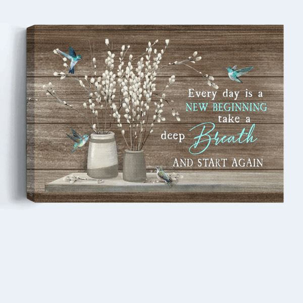 Jesus Landscape Poster: Hummingbird & White Flower  Poster Home Decor Gift – Christian Gift – New Beginning Wall Art