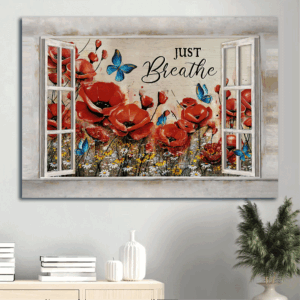 Jesus Landscape Watercolor Poster Home Decor Gift - Christian Gift - Just Breathe Poster