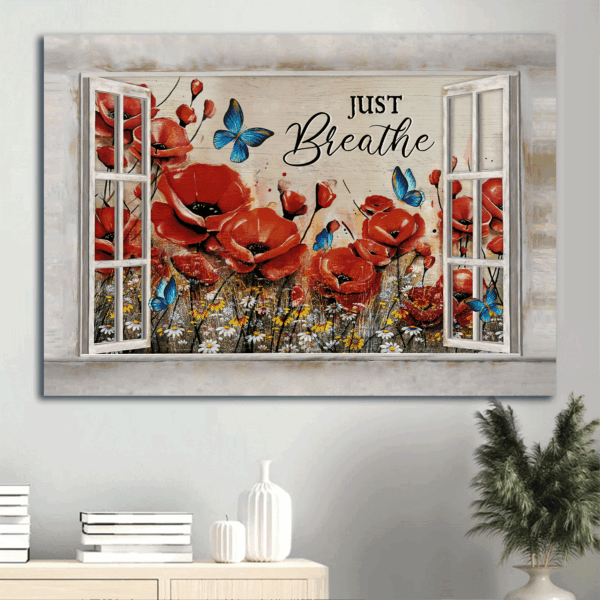 Jesus Landscape Watercolor Poster Home Decor Gift – Christian Gift – Just Breathe Poster