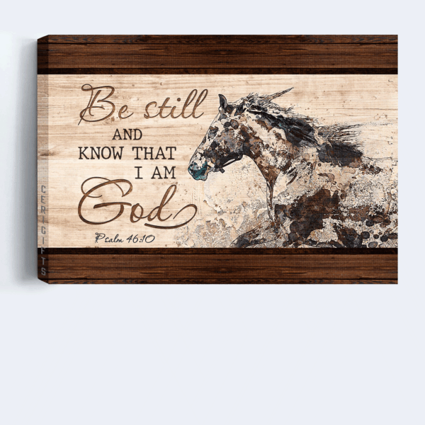 Jesus Landscape Watercolor Painting Poster Home Decor Gift – Running Horse Wooden Frame – Gift For Christian – Be Still And Know That I Am God