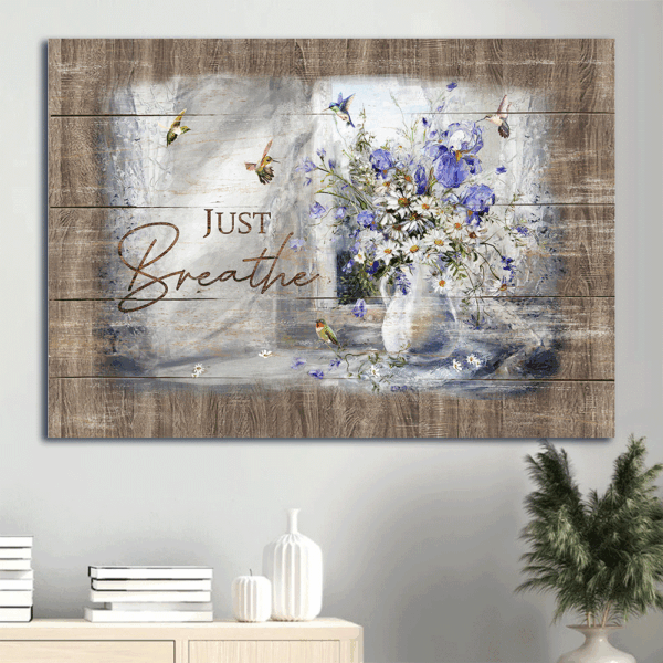 Jesus Landscape Poster Home Decor Gift – Hummingbird & Daisy Still Life Painting  Poster Home Decor Gift – Christian Wall Art Print