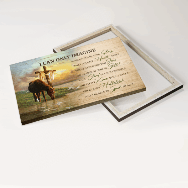 Jesus Landscape Poster Home Decor Gift – Horse & River Painting Christian Wall Art & Prints