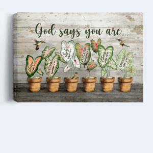 Christian Home Decor Gift: Jesus Landscape Poster with Hummingbird Painting and Caladium Pots - God Says You Are Poster Home Decor Gift 3