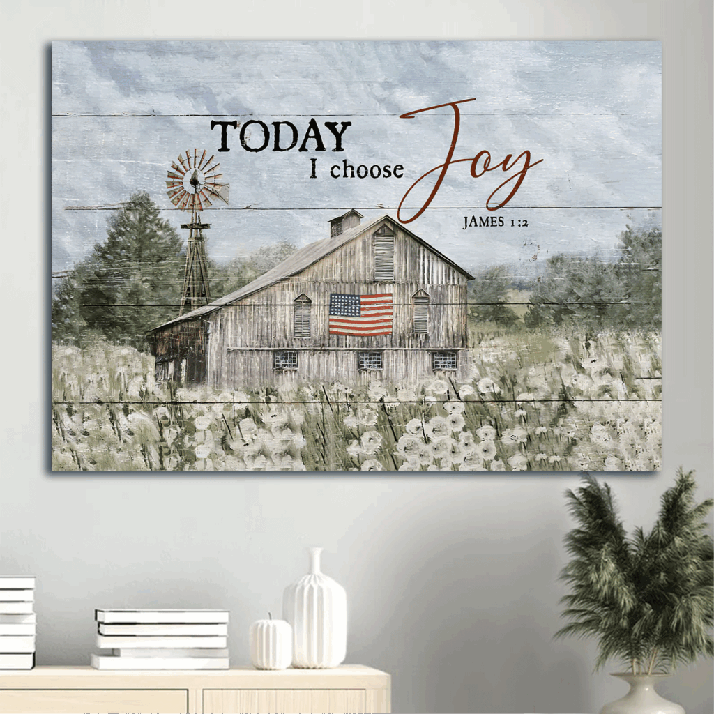 Jesus Landscape Poster Home Decor Gift – Old Barn Painting Dandelion Field America Flag – Gift For Christian – Today I Choose Joy Jesus Landscape Poster Home Decor Gift – Old Barn Painting Dandelion Field America Flag – Gift For Christian – Today I Choose Joy