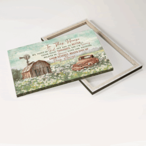 Jesus Landscape Poster Home Decor Gift - Old Barn & Daisy Field Painting for Christian Home - Trust in God Wall Art 1
