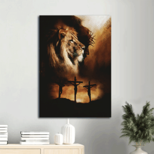 Christian Home Decor: Jesus Portrait Poster - Christ on Cross Lion of Judah King  Poster Home Decor Gift - Wall Art Prints