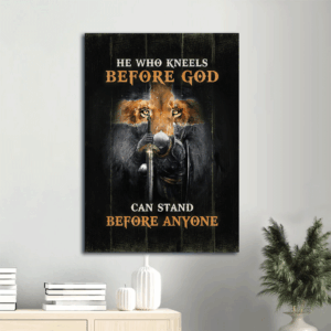 Jesus Warrior Lion Cross Poster Home Decor Gift for Christian - Inspirational Quote Wall Art