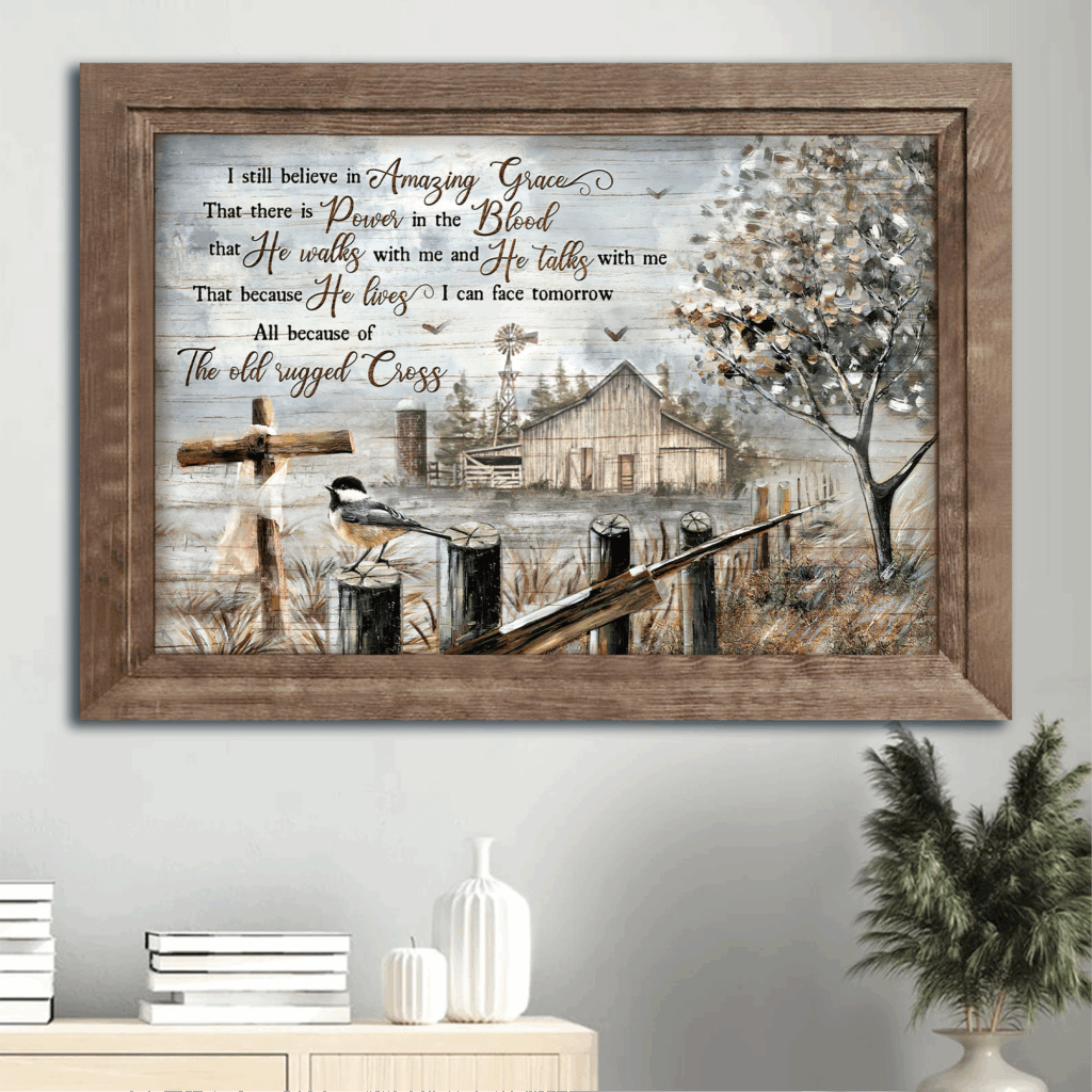 Jesus & Chickadee Landscape Posters – Christian Home Decor Gifts with Amazing Grace Painting Jesus & Chickadee Landscape Posters – Christian Home Decor Gifts with Amazing Grace Painting