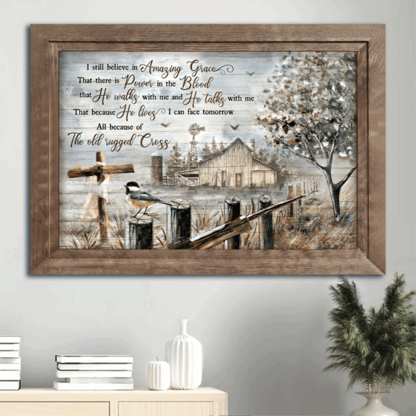 Jesus & Chickadee Landscape Posters – Christian Home Decor Gifts with Amazing Grace Painting