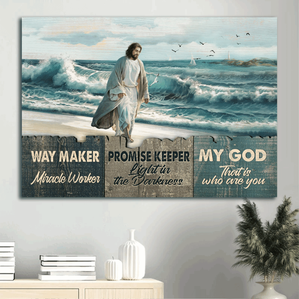 Jesus Landscape Poster Home Decor Gift – Christian Wall Art featuring Beach painting and Walking with Jesus canvas Jesus Landscape Poster Home Decor Gift – Christian Wall Art featuring Beach painting and Walking with Jesus canvas